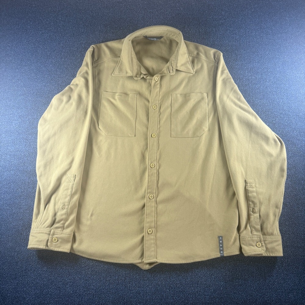Sitka Gear Mens Large Tan Twill Button Down Long Sleeve Hunting Shirt 80055